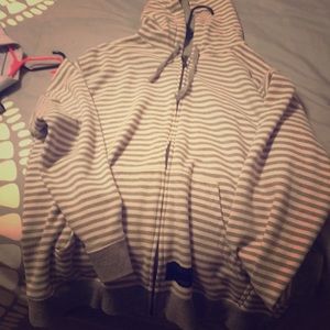 Men’s casual grey and white zip-up sweatshirt